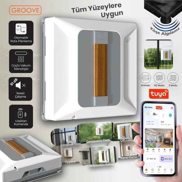 Groove Nexis Pro Akıllı Uygulama Kontrollü Cam Temizleme Silme Robotu +Yapay Zeka Desteği+Ultra Sessiz+Akıllı Sensör+4 U - Image 1