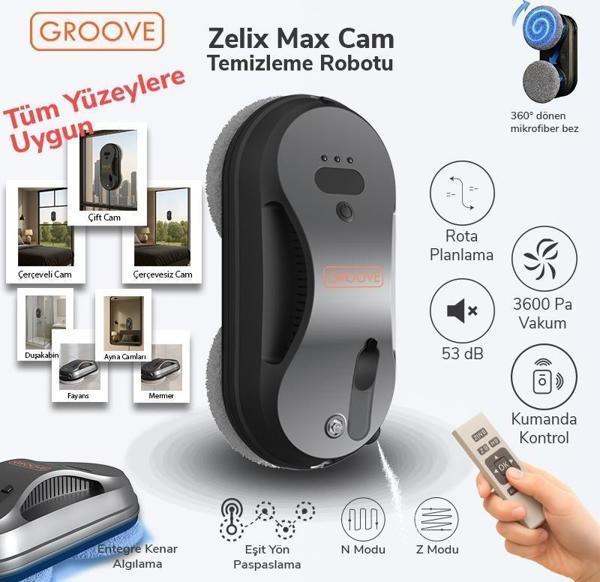 Groove Zelix Max Akıllı Cam Temizleme Silme Robotu +Yapay Zeka Desteği+Ultra Sessiz+Akıllı Sensör - Image 1