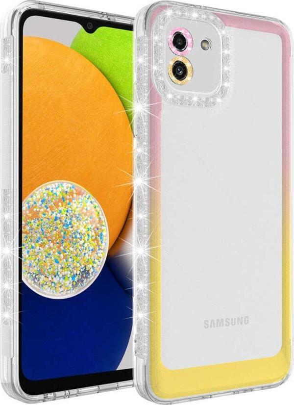 Coverzone Galaxy A03 Ile Uyumlu Kılıf Taşlı Ve Renk Geçiş Tasarımlı Lens Korumalı Park Kapak - Image 1