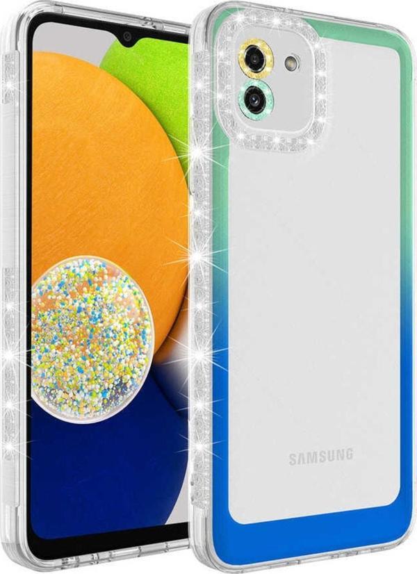 Coverzone Galaxy A03 Ile Uyumlu Kılıf Taşlı Ve Renk Geçiş Tasarımlı Lens Korumalı Park Kapak - Image 1