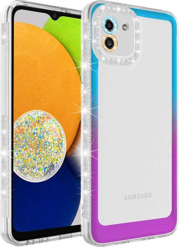 Coverzone Galaxy A03 Ile Uyumlu Kılıf Taşlı Ve Renk Geçiş Tasarımlı Lens Korumalı Park Kapak - Image 1