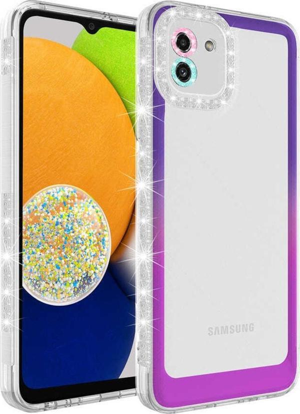 Coverzone Galaxy A03 Ile Uyumlu Kılıf Taşlı Ve Renk Geçiş Tasarımlı Lens Korumalı Park Kapak - Image 1