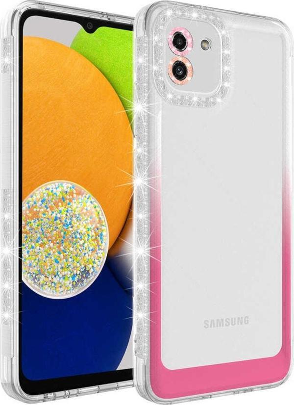 Coverzone Galaxy A03 Ile Uyumlu Kılıf Taşlı Ve Renk Geçiş Tasarımlı Lens Korumalı Park Kapak - Image 1