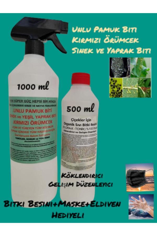 İlkadım Botanik (1 Lt) Çiçekler İçin Unlu Pamuk Biti Sinek Ve Yaprak Biti Kırmzı Örümcek İlacı (Bitki Besini Hediye) - Image 1