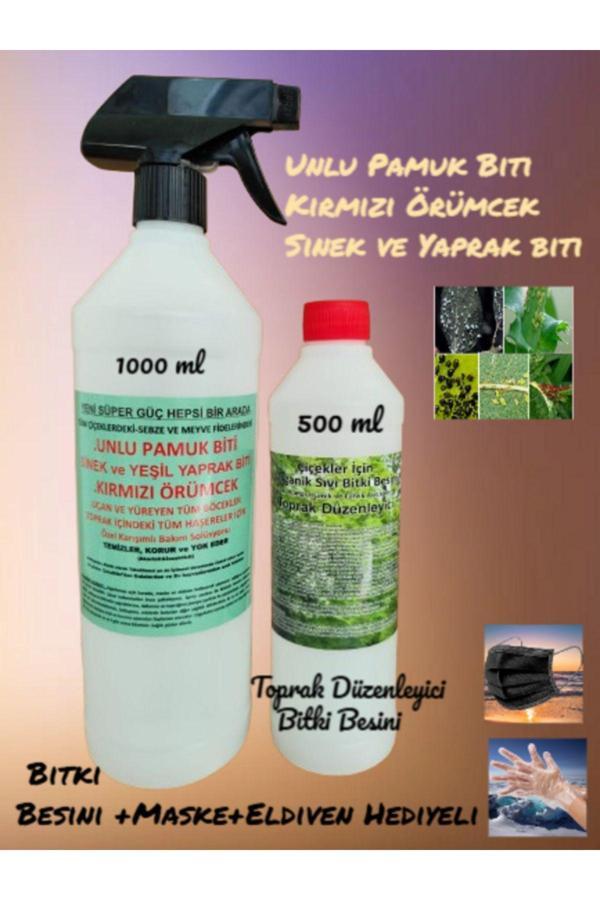 İlkadım Botanik (1 Lt) Çiçekler İçin Unlu Pamuk Biti Sinek Ve Yaprak Biti Kırmzı Örümcek İlacı (Bitki Besini Hediye) - Image 1