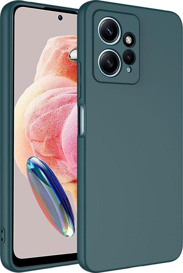 Coverzone Xiaomi Redmi Note 12 4G ile Uyumlu Kılıf Kadife Iç Yüzey Silikon Lansman Vieri Kılıf K.Yeşil - Image 1