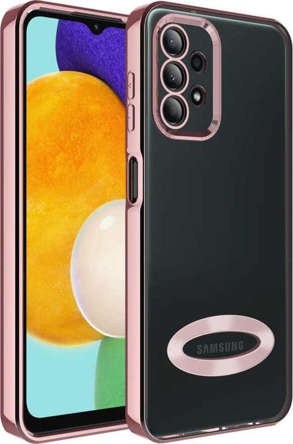 Coverzone Galaxy A23 Ile Uyumlu Kılıf Kamera Korumalı Logo Gösteren Colored Z-omega Rosegold - Image 1