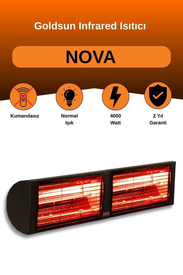 Goldsun Nova 4000 Watt GSN40 Kumandasız Elektrikli İnfrared Isıtıcı-Siyah - Image 1
