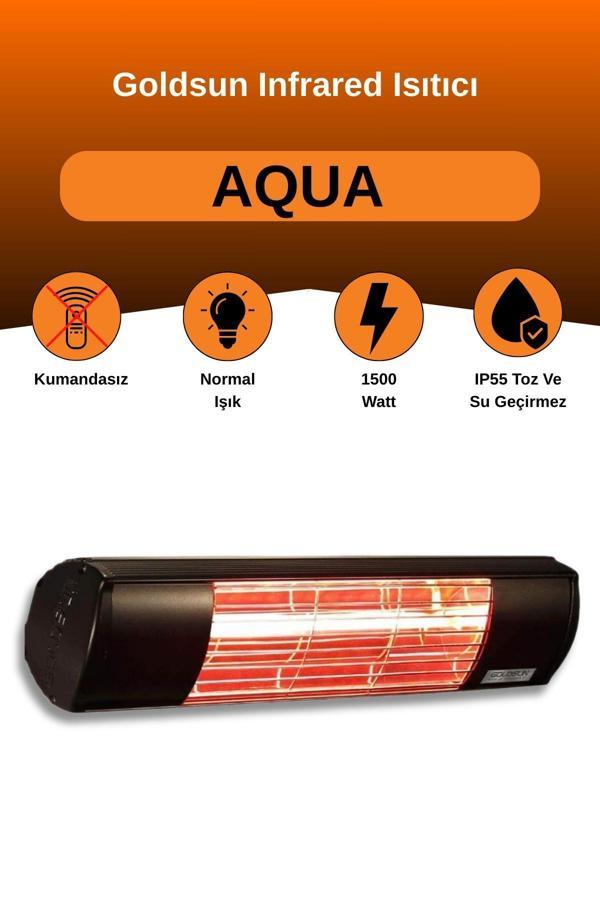 Goldsun Aqua 1500 Watt GSA15 Kumandasız Suya Dayanıklı Elektrikli İnfrared Isıtıcı-Siyah - Image 1