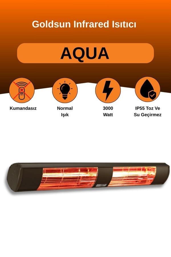 Goldsun Aqua 3000 Watt GSA30 Kumandasız Suya Dayanıklı Elektrikli İnfrared Isıtıcı-Siyah - Image 1