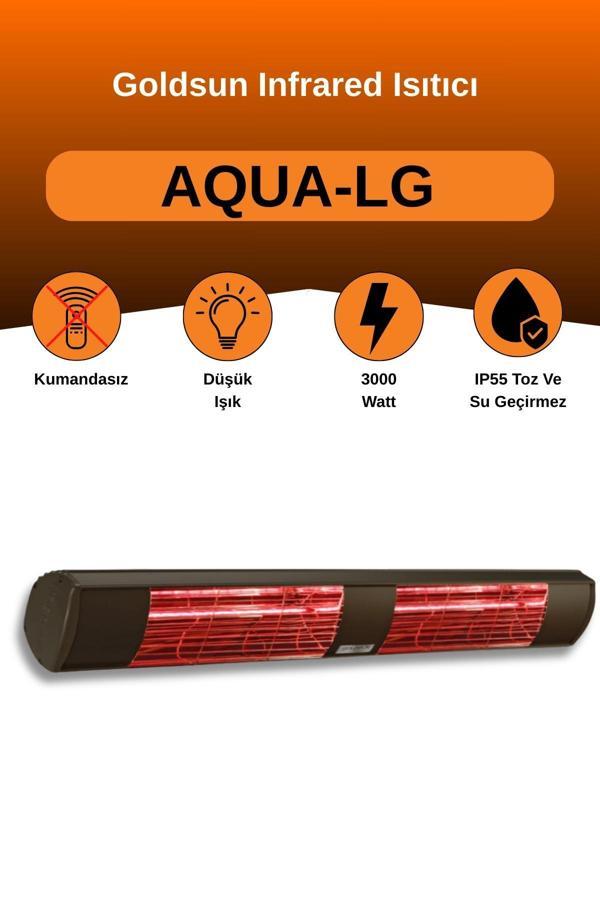 Goldsun Aqua 3000 Watt GSA30LG Düşük Işıklı Kumandasız Suya Dayanıklı Elektrikli İnfrared Isıtıcı-Siyah - Image 1