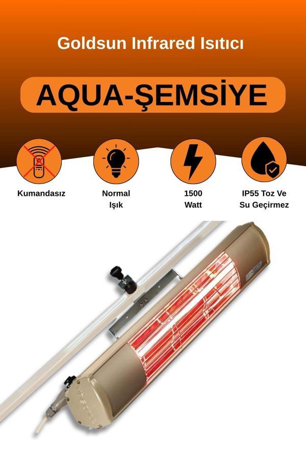 Goldsun Aqua 1500 Watt GSU15 Şemsiye Tip Kumandasız Suya Dayanıklı Elektrikli İnfrared Isıtıcı-Bej - Image 1