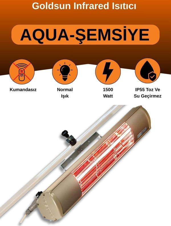 Goldsun Aqua 1500 Watt GSU15 Şemsiye Tip Kumandasız Suya Dayanıklı Elektrikli İnfrared Isıtıcı-Bej - Image 1
