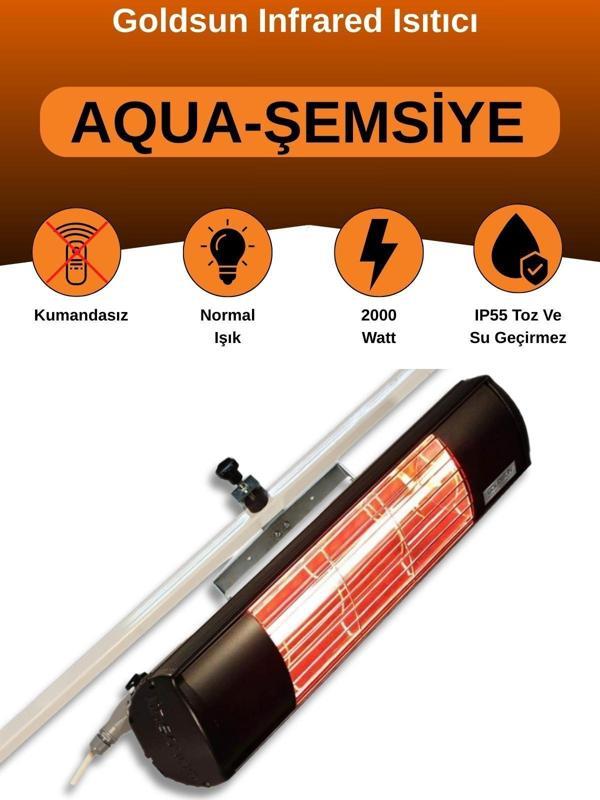 Goldsun Aqua 2000 Watt GSU20 Şemsiye Tip Kumandasız Suya Dayanıklı Elektrikli İnfrared Isıtıcı-Siyah - Image 1