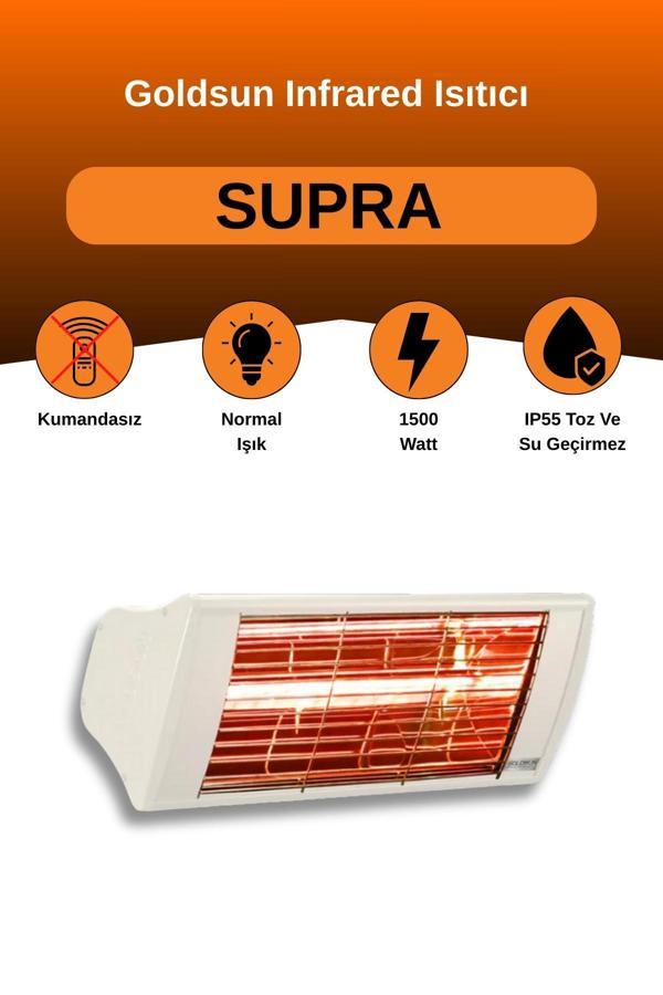  Goldsun Supra 1500 Watt GSS15 Kumandasız Suya Dayanıklı Elektrikli İnfrared Isıtıcı-Beyaz - Image 1