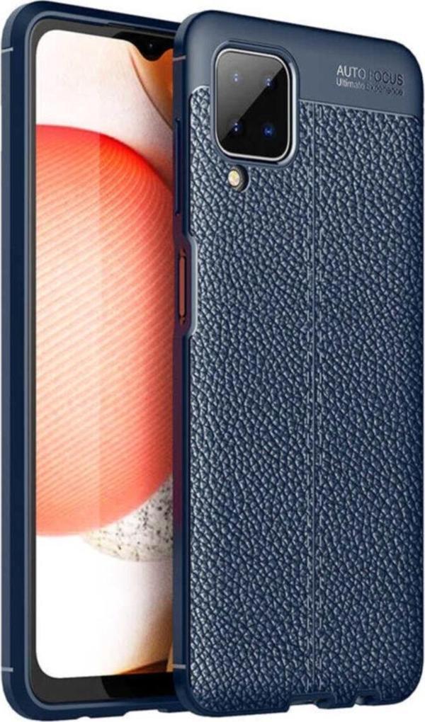 Coverzone Galaxy A12 Lacivert  Uyumlu Niss Silikon Deri Görünümlü  Kılıf - Image 1