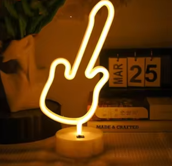 Büro Ev Ofis Hediyesi için Neon Gitar Masa Lambası - Image 1