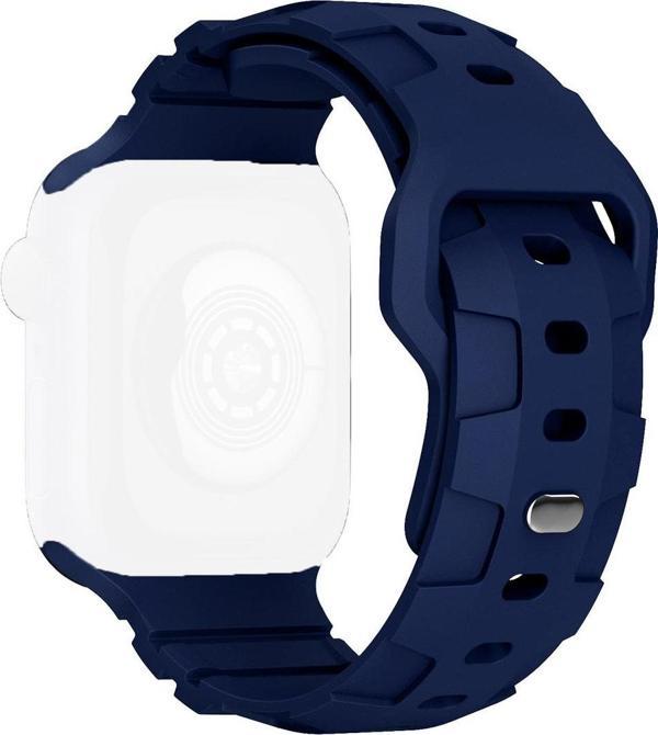 Coverzone Apple Watch ile uyumlu Kayış 42/44/45/49mm Kauçuk Spor Esnek Düğmeli Toka Ripple Silikon Kordon - Image 1