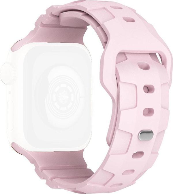 Coverzone Apple Watch ile uyumlu Kayış 42/44/45/49mm Kauçuk Spor Esnek Düğmeli Toka Ripple Silikon Kordon - Image 1