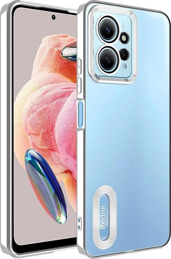Coverzone Xiaomi Redmi Note 12 4G ile Uyumlu Kılıf Kamera Korumalı Logo Gösteren Colored Z-omega Gümüş - Image 1