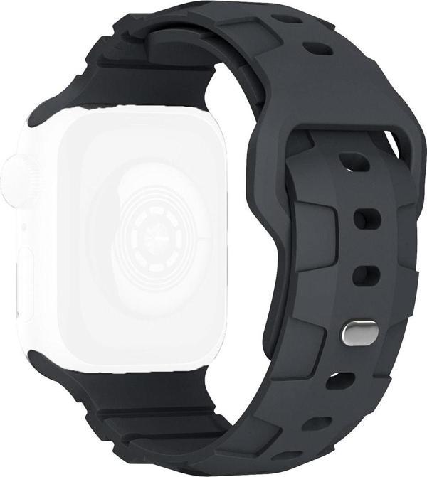 Coverzone Apple Watch ile uyumlu Kayış 42/44/45/49mm Kauçuk Spor Esnek Düğmeli Toka Ripple Silikon Kordon - Image 1