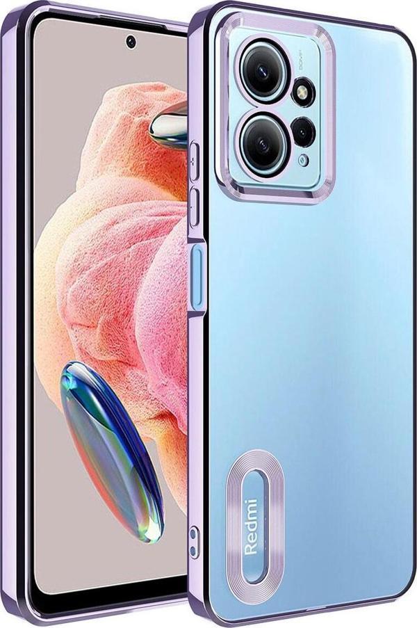 Coverzone Xiaomi Redmi Note 12 4G ile Uyumlu Kılıf Kamera Korumalı Logo Gösteren Colored Z-omega Lila - Image 1