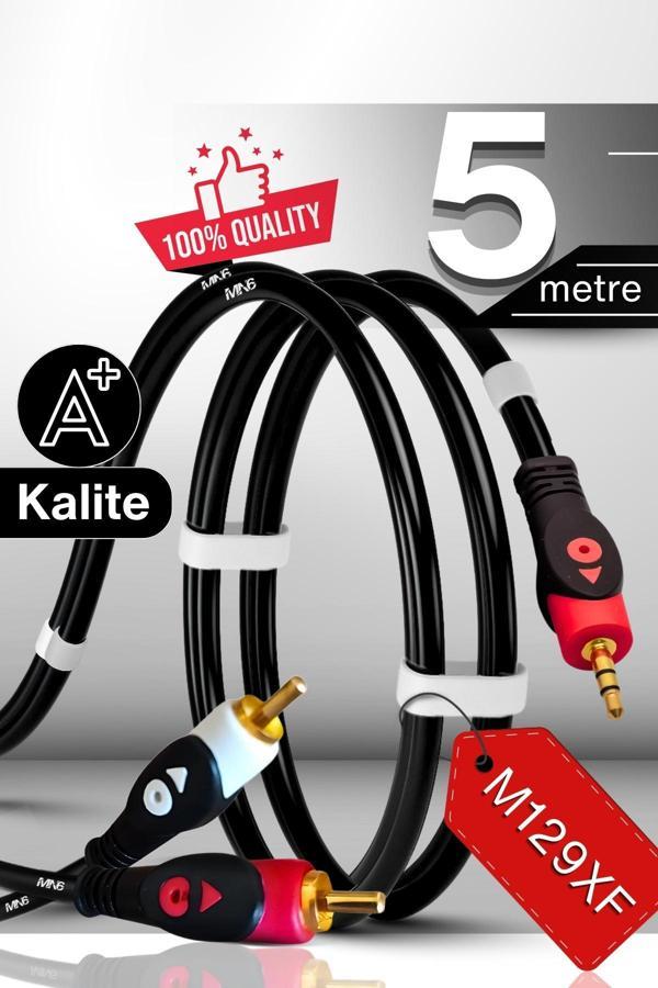 MN6 M129XF Rca Kablosu/5 Metre-3.5mm/aux Ses Kablosu-2rca Ses Kablosu-Ses Sistemi Uyumlu - Image 1