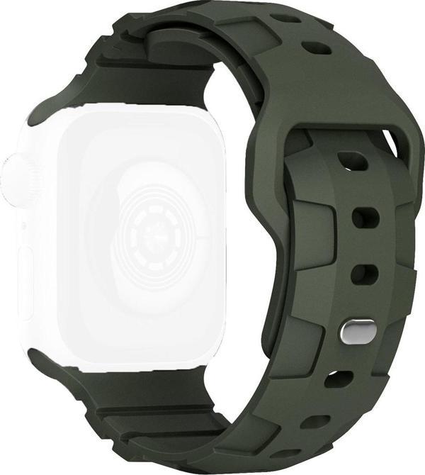 Coverzone Apple Watch ile uyumlu Kayış 42/44/45/49mm Kauçuk Spor Esnek Düğmeli Toka Ripple Silikon Kordon - Image 1