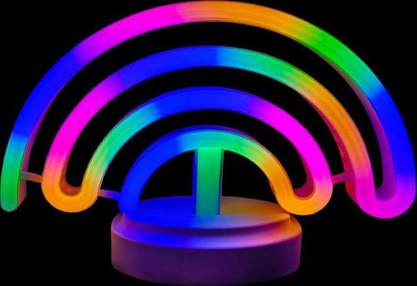Büro Ev Ofis Hediyesi için Pilli Neon Işıklı Gökkuşağı Masa Gece Lambası - Image 1