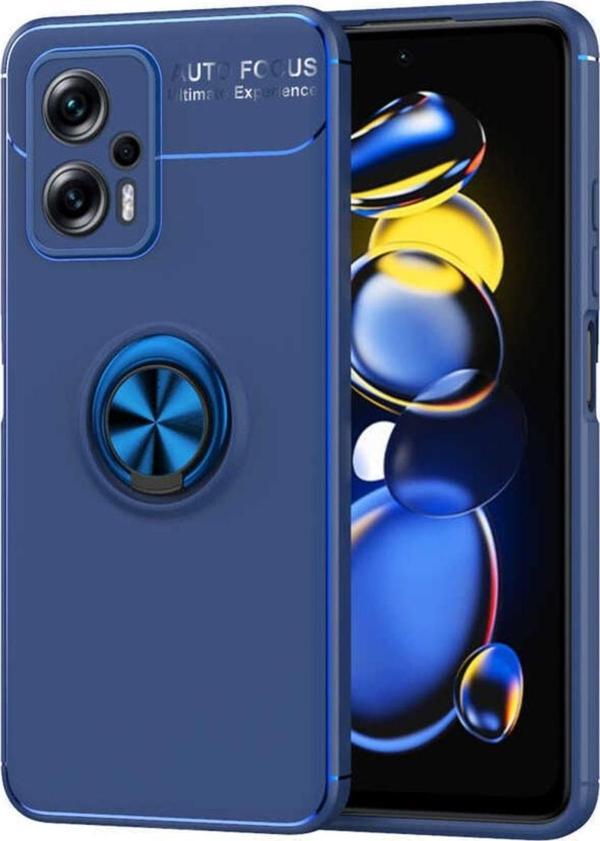 Coverzone Xiaomi Redmi Note 12 5g Ile Uyumlu Kılıf Ravel Yüzük Tutuculu Standlı Silikon Mavi - Image 1