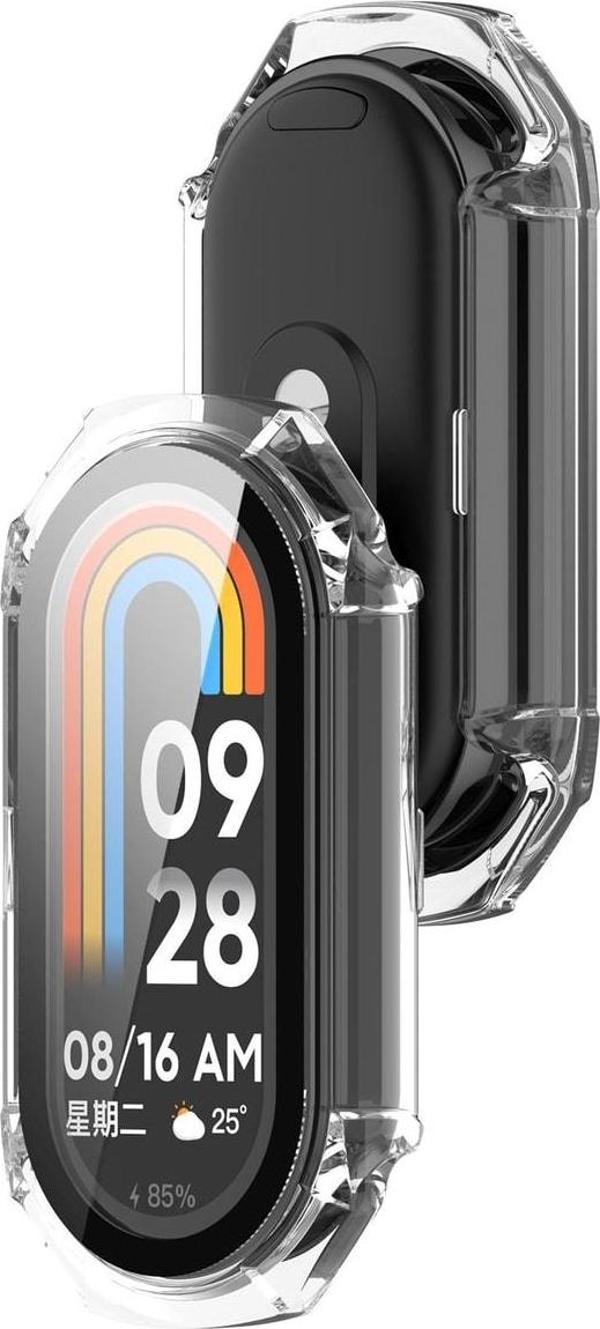 Coverzone Xiaomi Mi Band 8 Ile Uyumlu Sert Pc Kasa Korumalı Gard Çerçeve Şeffaf - Image 1