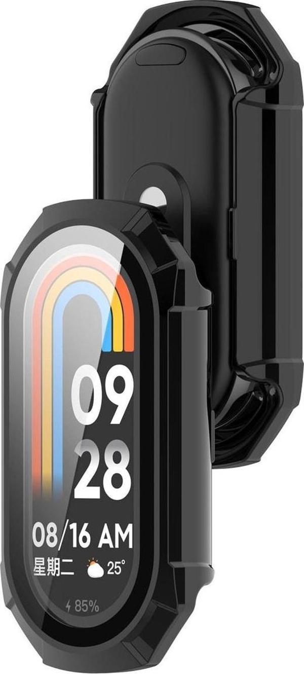 Coverzone Xiaomi Mi Band 8 Ile Uyumlu Sert Pc Kasa Korumalı Gard Çerçeve Siyah - Image 1