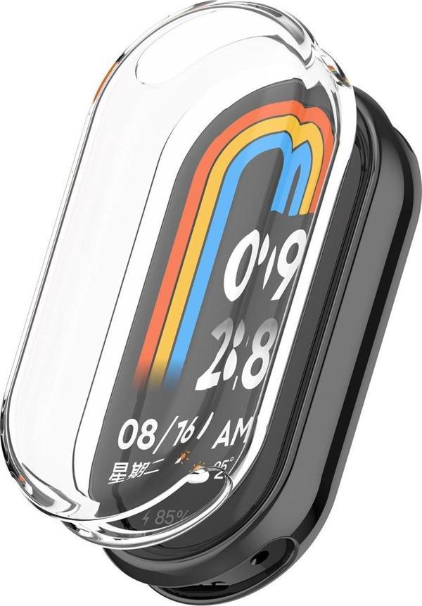 Coverzone Xiaomi Mi Band 8 ile uyumlu Silikon 360 Şeffaf Tam Kapatan Çerceve Kasa Koruma Gard Çerçeve Şeffaf - Image 1