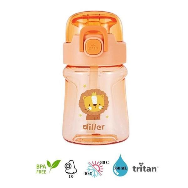 Diller Tritan Pipetli Çocuk Matara Turuncu 550 ml - Image 1