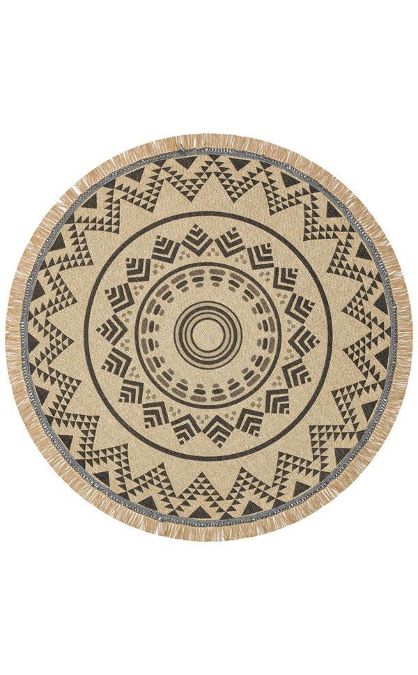 Hoom Rugs Bronx BRN 08 Black Kaymaz Tabanlı Yuvarlak Kilim - Image 1