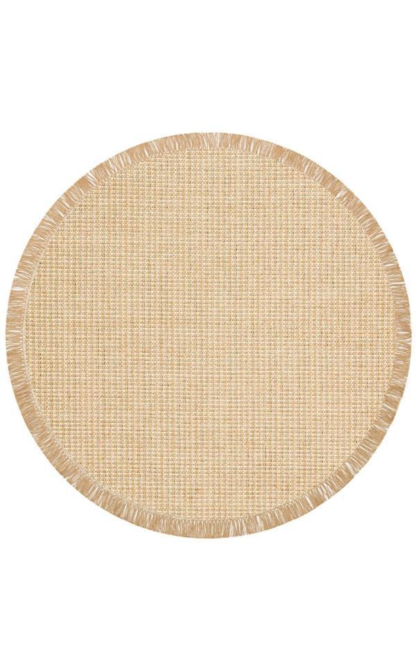 Hoom Rugs Bronx BRN 01 Natural Beige Kaymaz Tabanlı Yuvarlak Kilim - Image 1