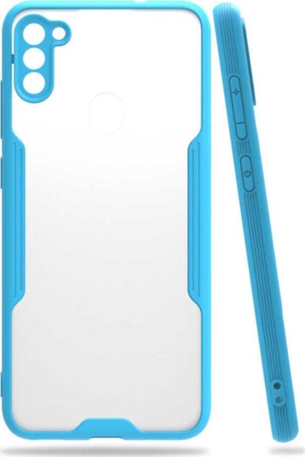 Coverzone Galaxy A11 Renkli Kenar Perfe Tpu Silikon Kılıf Mavi - Image 1