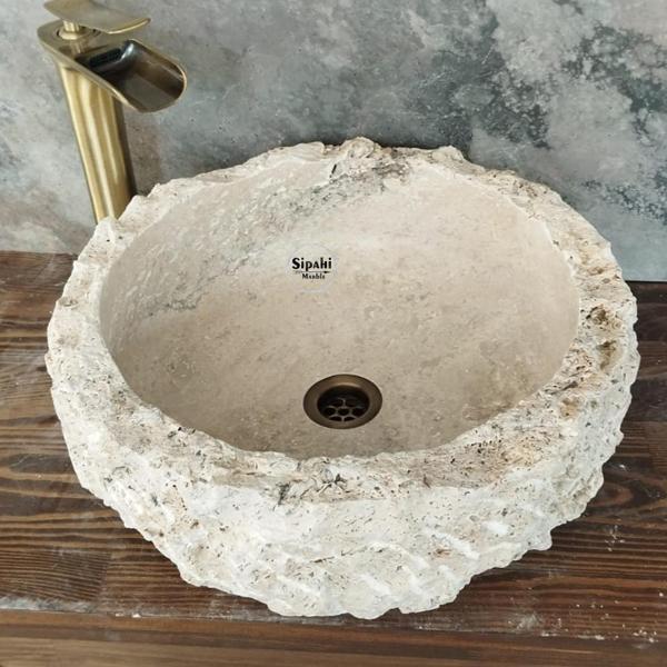 Traverten Doğal Yapılı Çanak Lavabo - Image 1