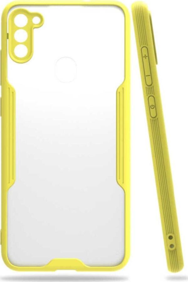 Coverzone Galaxy A11 Renkli Kenar Perfe Tpu Silikon Kılıf Sarı - Image 1