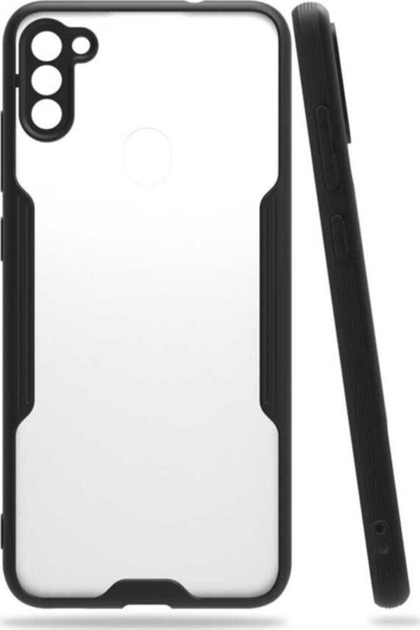 Coverzone Galaxy A11 Renkli Kenar Perfe Tpu Silikon Kılıf Siyah - Image 1