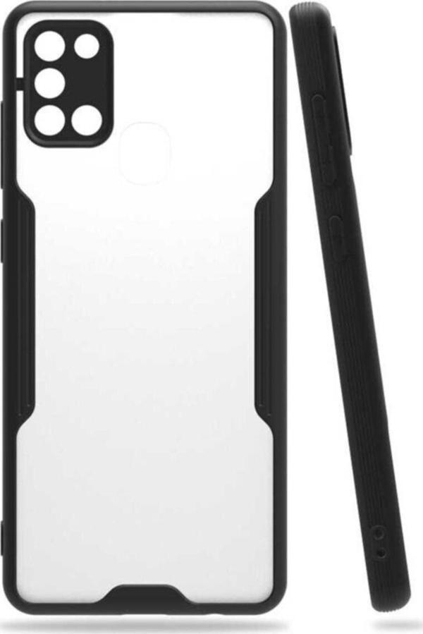Coverzone Galaxy A21s Renkli Kenar Perfe Tpu Silikon Kılıf Siyah - Image 1