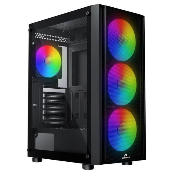 GameBooster CASTLE A651B 600W APFC USB 3.0 Mesh 4*Rainbow Fanlı Mid-T ATX Gaming Siyah Kasa - Image 1