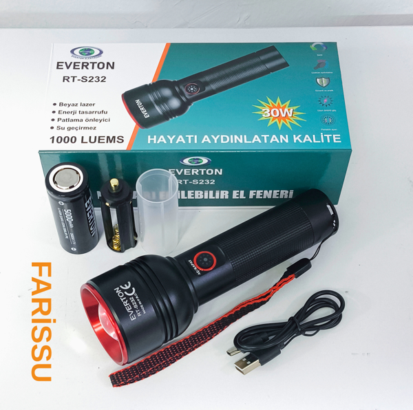Everton RT-S232 Profesyonel Güçlü Işıklı ve Şarjlı El Feneri - Image 1