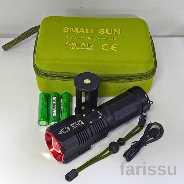 Small Sun SM-313 100W 1000 Lumen LED El Feneri - 1-1,5 KM Menzil, Ayarlanabilir Odak - Image 1