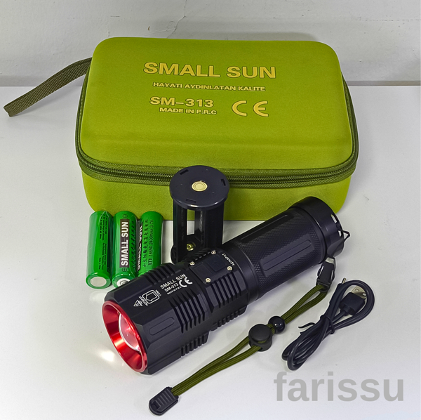 Small Sun SM-313 100W 1000 Lumen LED El Feneri - 1-1,5 KM Menzil, Ayarlanabilir Odak - Image 1