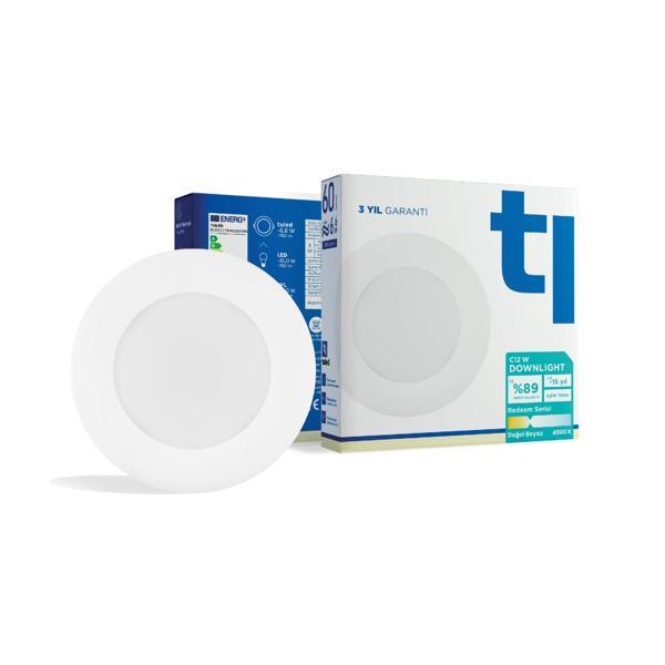Tuled Redeem C12W Downlight, Titreşimsiz, Göz Konforu, Tekli, 792 Lümen, Doğal Beyaz, 4000 Kelvin - Image 1