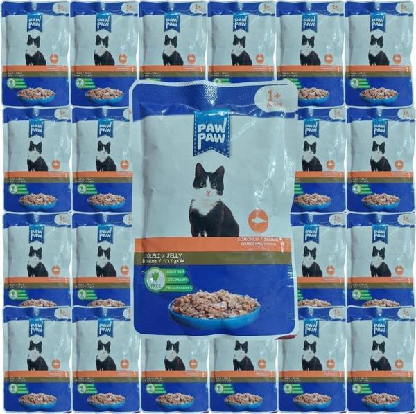Paw Paw Jöle Içinde Somonlu Yaş Kedi Maması 85 gr x 24 Adet - Image 1
