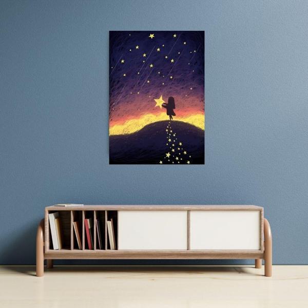 Gökyüzünden Kayan Yıldız Temalı MDF Tablo 20x28 cm - Image 1