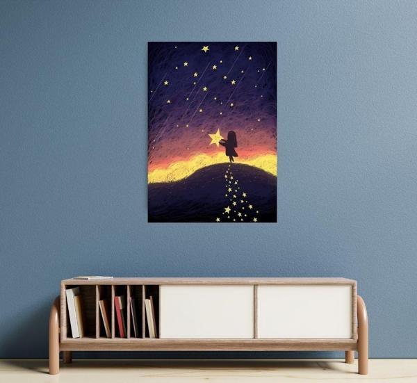 Gökyüzünden Kayan Yıldız Temalı MDF Tablo 20x28 cm - Image 1