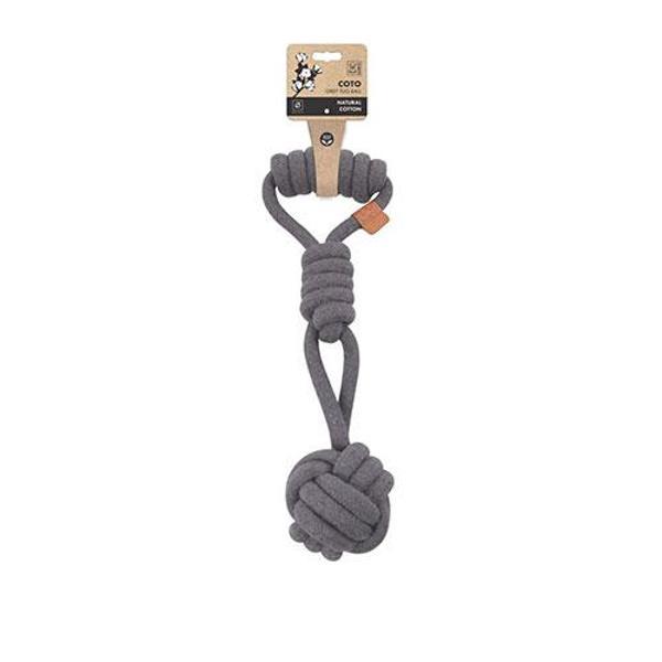M-Pets Çekmeli Örgü Top Köpek Oyuncağı Gri 36 Cm - Image 1